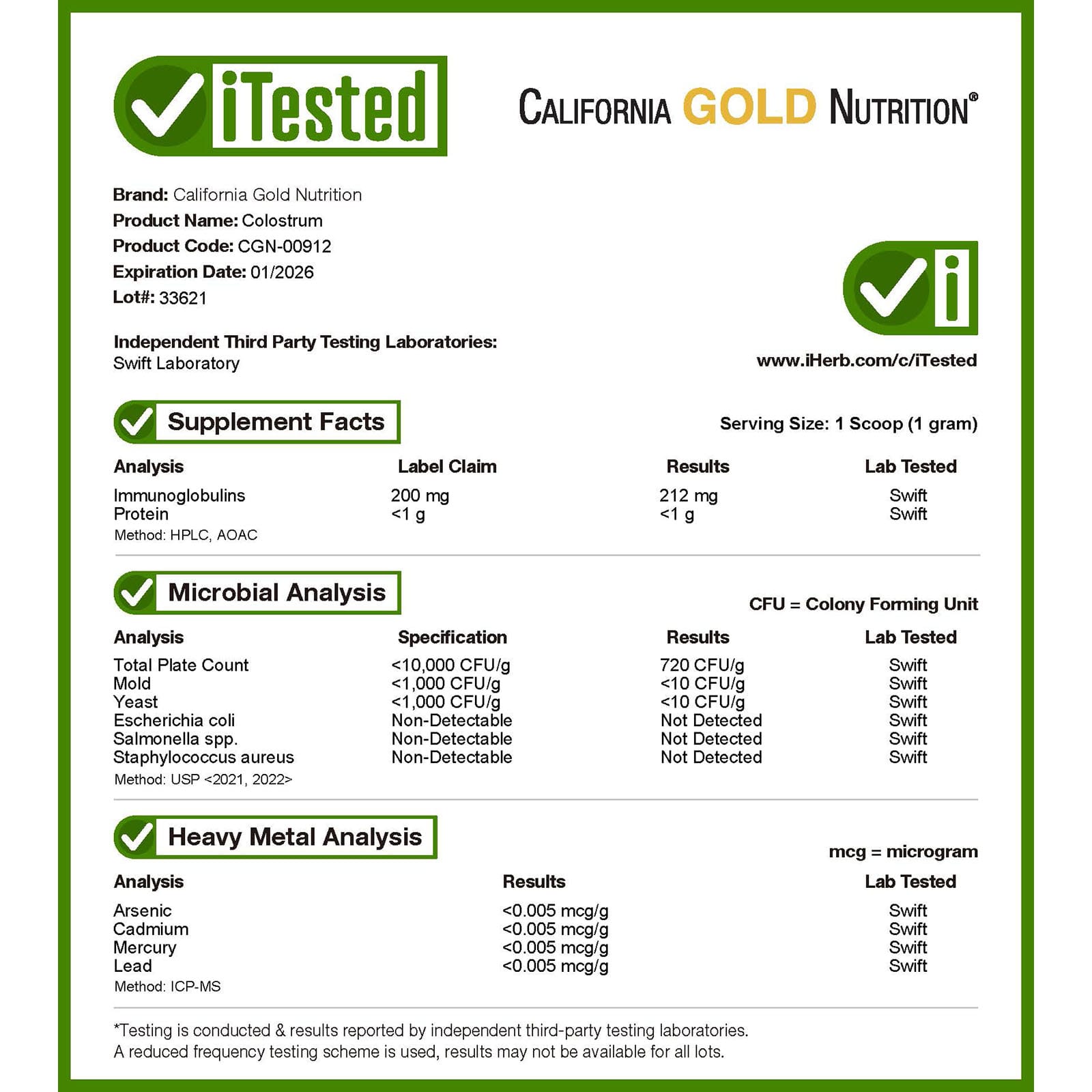California Gold Nutrition, Colostro em Pó, Concentrado, 200 g (7,05 oz) - Imagem 4