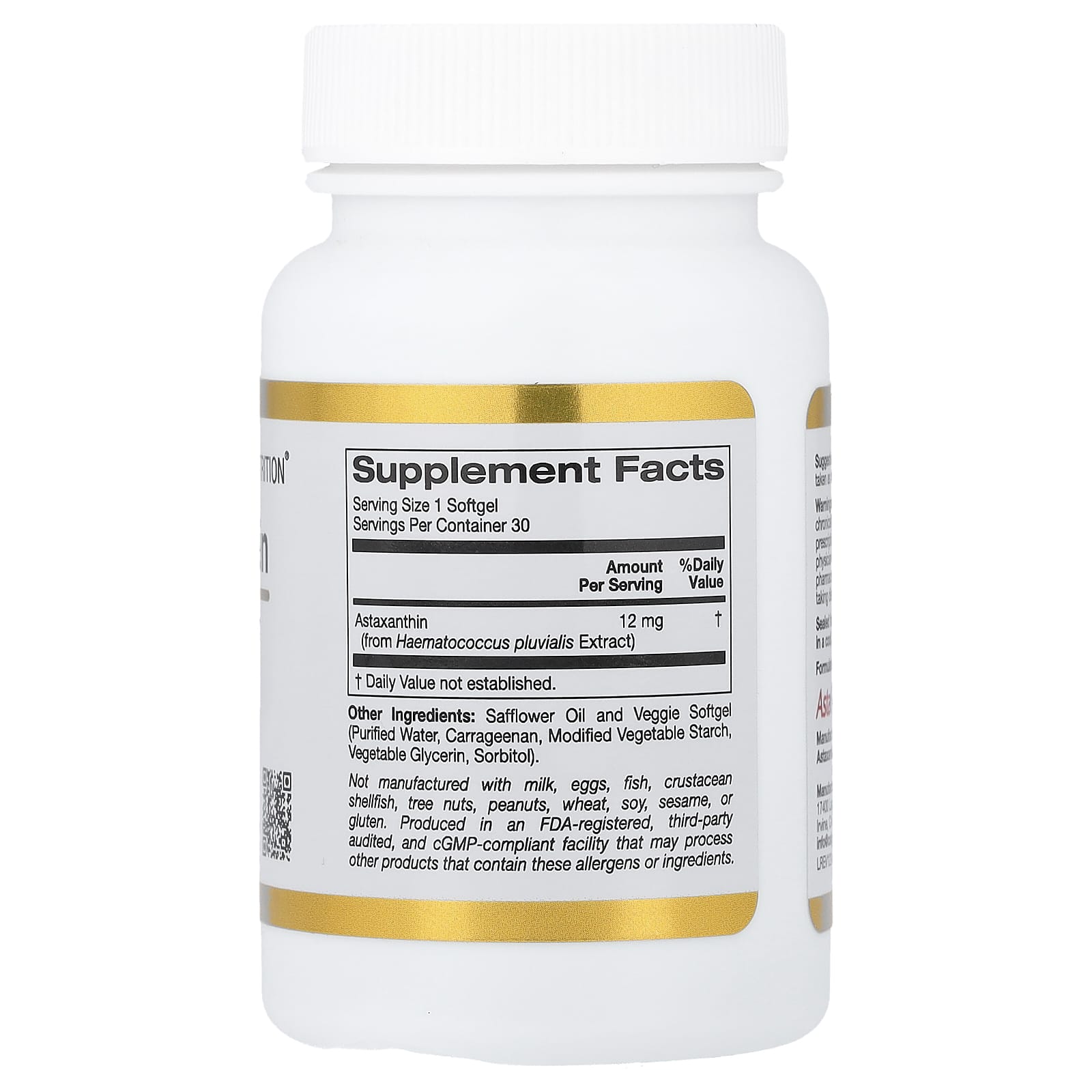 California Gold Nutrition, AstaLif, Astaxanthin Islandesa Pura, 12 mg, 30 Cápsulas Softgel Vegetais - Imagem 2