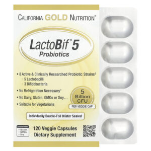 California Gold Nutrition, Probióticos LactoBif® 5, 5 Bilhões de UFCs, 120 Cápsulas Vegetais