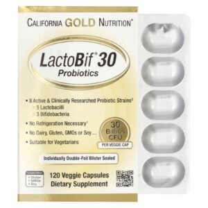 California Gold Nutrition, Probióticos LactoBif® 30, 30 Bilhões de UFCs, 120 Cápsulas Vegetais
