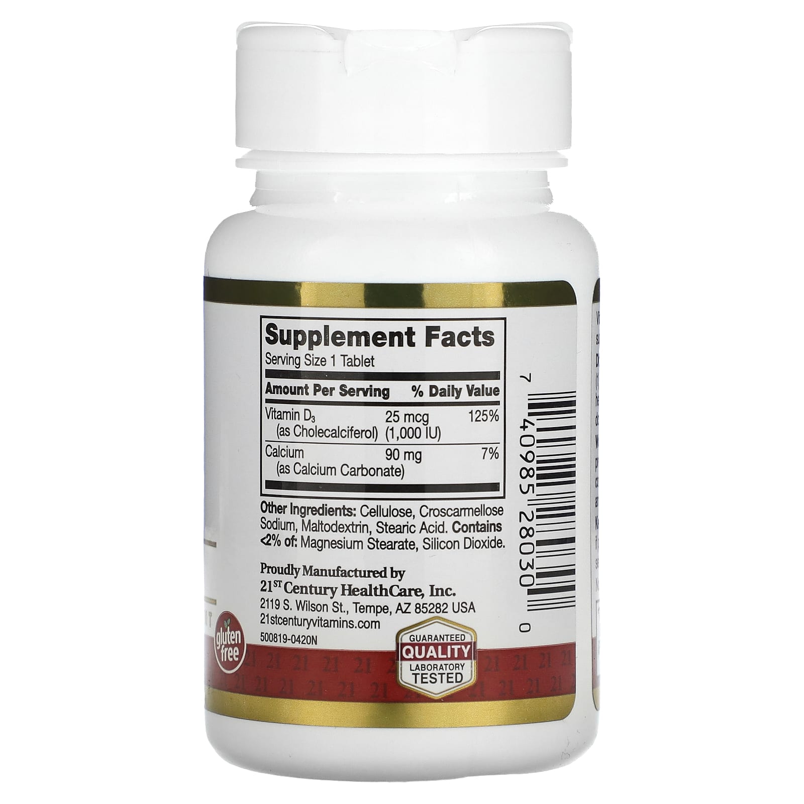 21st Century, D3, 25 mcg (1.000 UI), 60 Comprimidos - Imagem 2