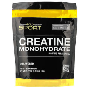 California Gold Nutrition, Sport, Creatina Mono-hidratada, Sem Sabor, 1 kg (2,2 lbs)
