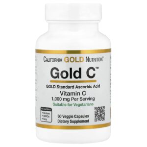 California Gold Nutrition, Gold C™, Vitamina C de Classe USP, 1.000 mg, 60 Cápsulas Vegetais