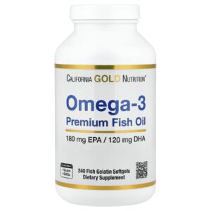 California Gold Nutrition, Ômega-3, Óleo de Peixe Premium, 240 Cápsulas Softgel de Gelatina de Peixe