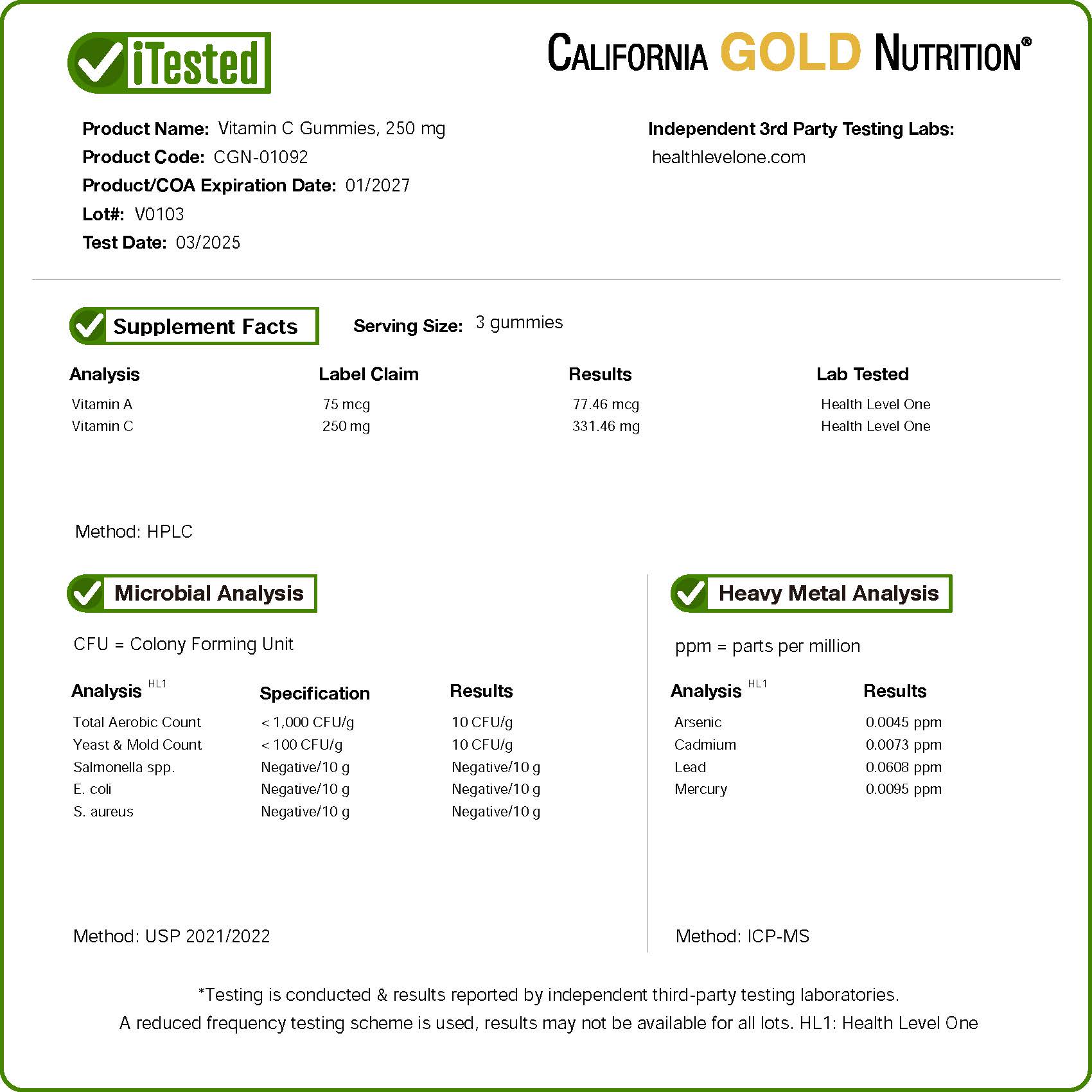 California Gold Nutrition, Gomas de Vitamina C, 250 mg, com Vitamina A de 100% Betacaroteno, 90 Gomas Vegetarianas - Imagem 4