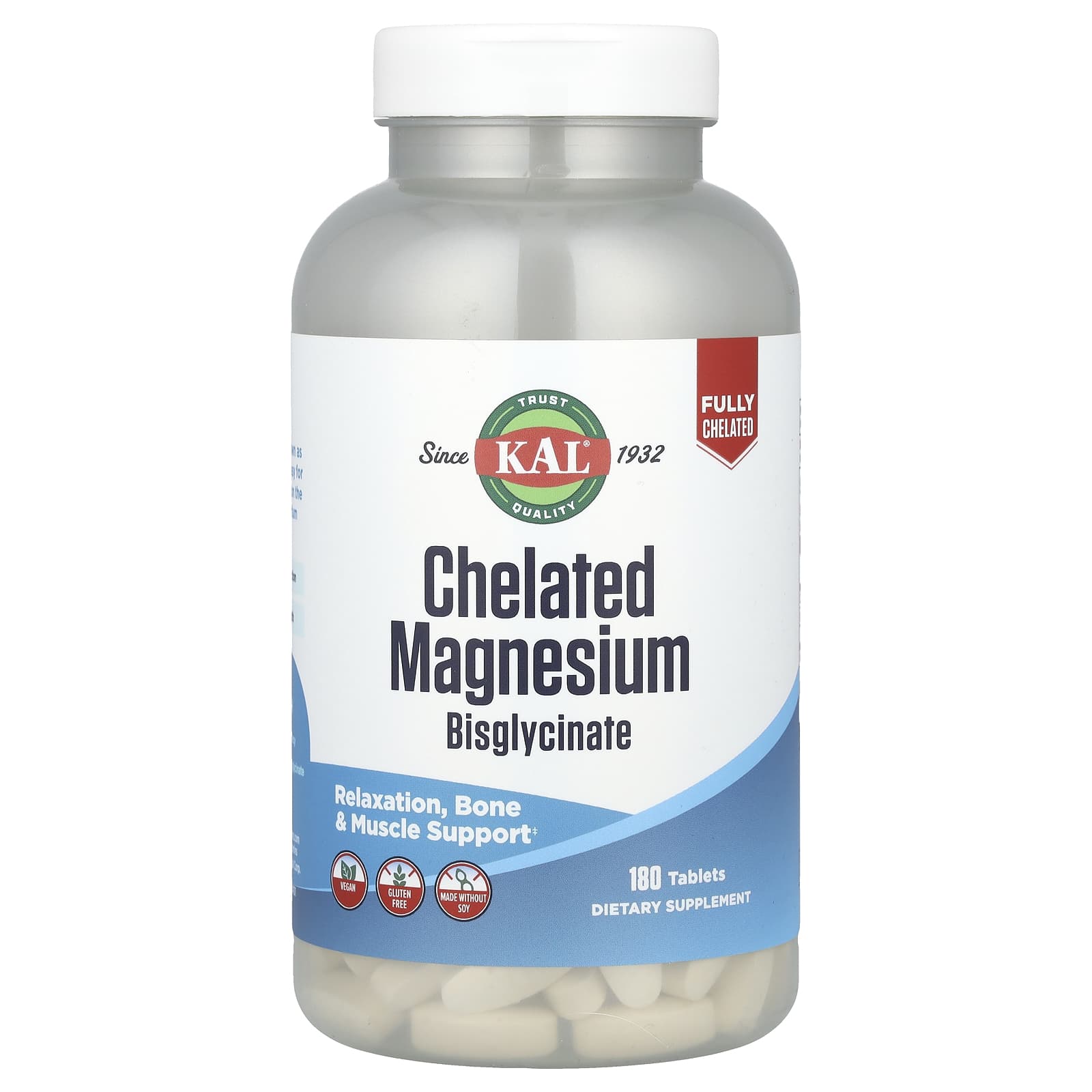 KAL, Bisglicinato de Magnésio Quelato, 180 Comprimidos (105 mg por Comprimido)