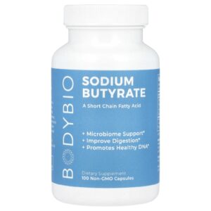 BodyBio, Butirato de Sódio, 100 Cápsulas Não OGM