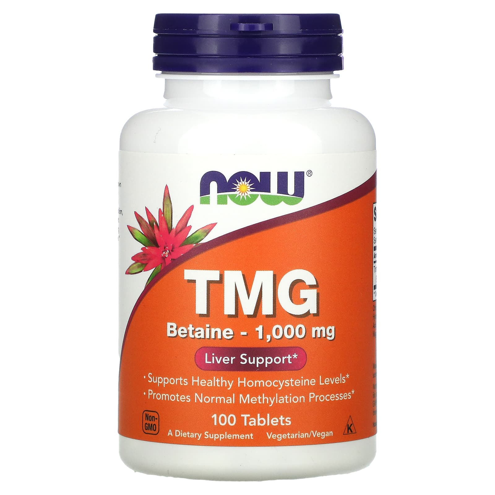 NOW Foods, TMG, 1.000 mg, 100 Comprimidos