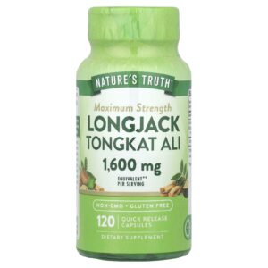 Nature's Truth, Long jack Tongkat Ali, Potência Máxima, 120 Cápsulas de Liberação Rápida (800 mg por Cápsula)