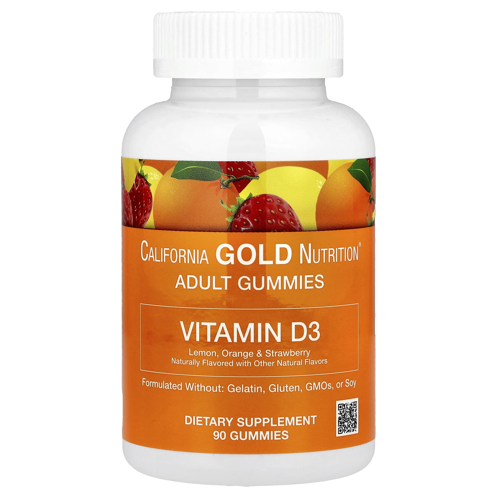 California Gold Nutrition, Gomas de Vitamina D3, Limão, Laranja e Morango, 90 Gomas, 25 mcg (1.000 UI por Goma)