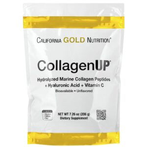 California Gold Nutrition, CollagenUP®, Peptídeos de Colágeno Marinho Hidrolisado com Ácido Hialurônico e Vitamina C, Sem Sabor, 206 g (7,26 oz)