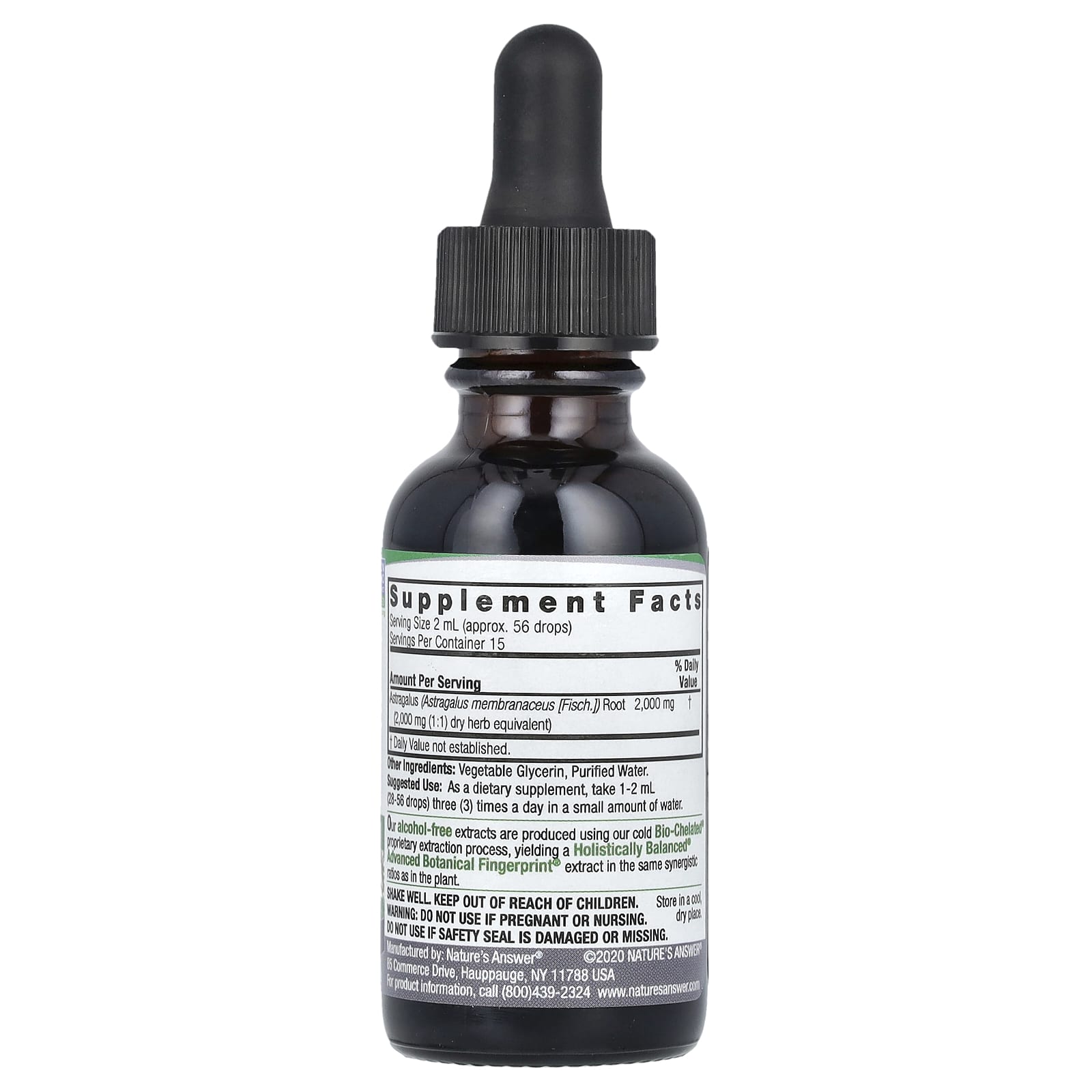Nature's Answer, Raiz de Astrágalo, Extrato Fluido, Sem Álcool, 2.000 mg, 30 ml (1 fl oz) - Imagem 2