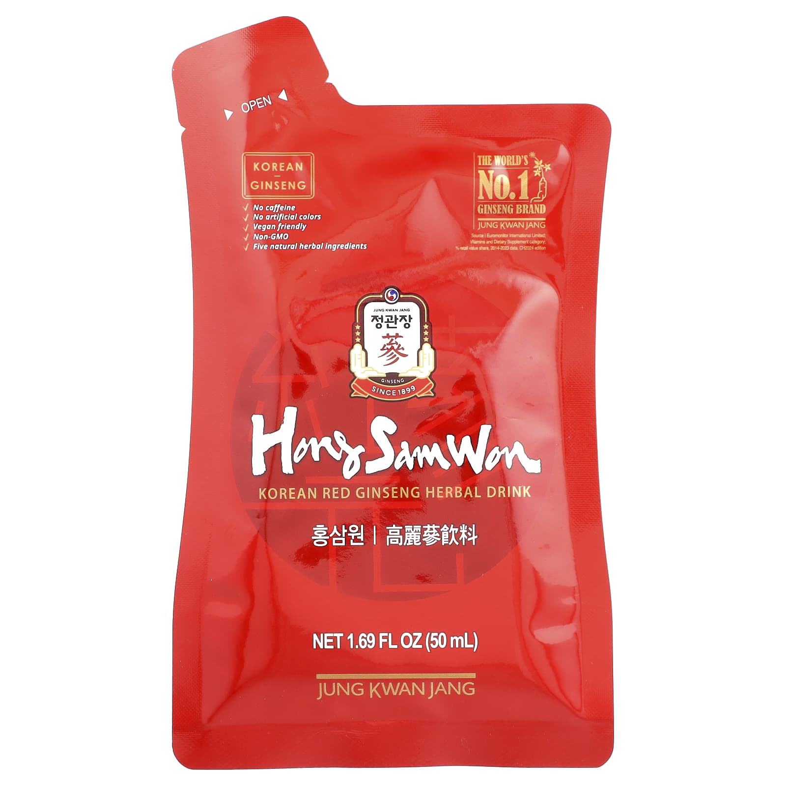 JungKwanJang, Bebida de Ervas de Ginseng Vermelho Coreano, 20 Sachês, 50 ml (1,69 fl oz) Cada - Imagem 3