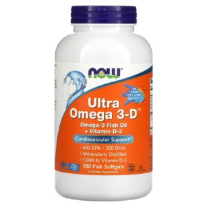 NOW Foods, Ultra Ômega-3, 600 EPA/300 DHA, 180 Cápsulas Softgel de Gelatina de Peixe