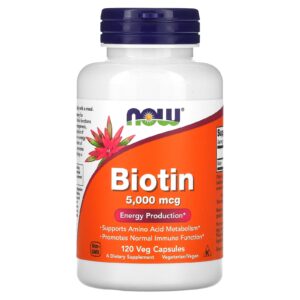 NOW Foods, Biotina, 5.000 mcg, 120 Cápsulas Vegetais