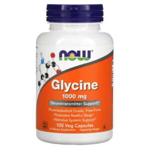 NOW Foods, Glicina, 1.000 mg, 100 Cápsulas Vegetais