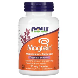 NOW Foods, Magtein®, L-treonato de Magnésio, 90 Cápsulas Vegetais
