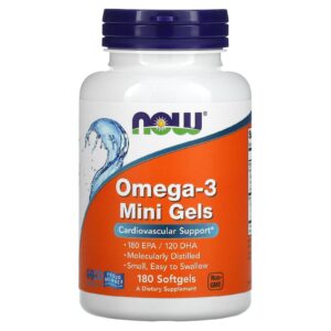 NOW Foods, Minicápsulas Softgel de Ômega-3, 180 EPA/120 DHA, 180 Cápsulas Softgel