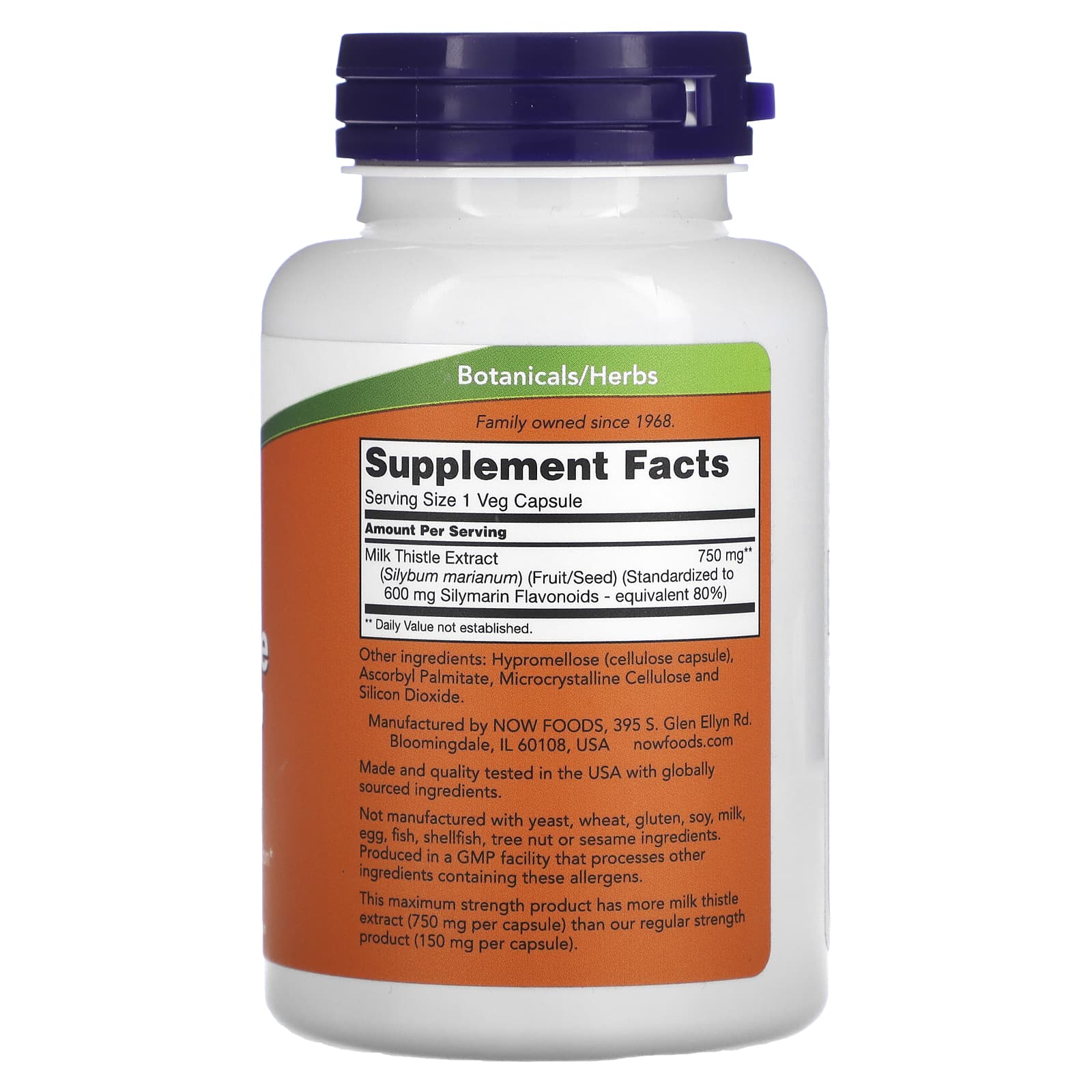 NOW Foods, Extrato de Cardo Mariano, Força Máxima, 750 mg, 90 Cápsulas Vegetais - Imagem 2