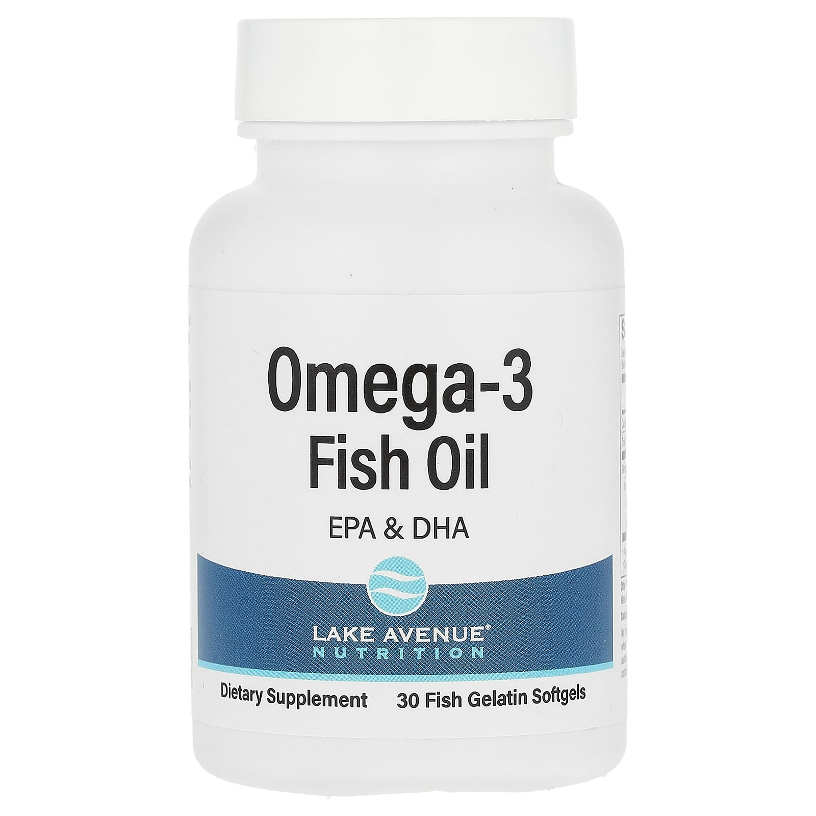 Lake Avenue Nutrition, Óleo de Peixe Ômega-3, 30 Cápsulas Softgel de Gelatina de Peixe (1.250 mg por Cápsula Softgel)