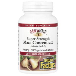 Natural Factors, Maca Rich®, Concentrado de Maca-Peruana com Ginseng Coreano, Superpotência, 90 Cápsulas Vegetarianas