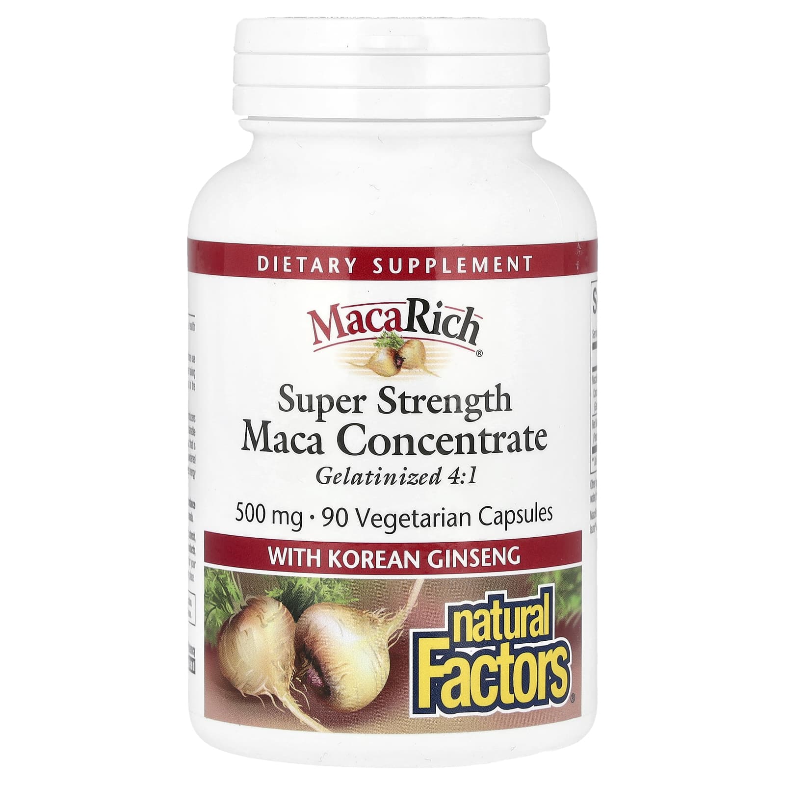 Natural Factors, Maca Rich®, Concentrado de Maca-Peruana com Ginseng Coreano, Superpotência, 90 Cápsulas Vegetarianas