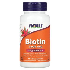 NOW Foods, Biotina, 5.000 mcg, 60 Cápsulas Vegetais