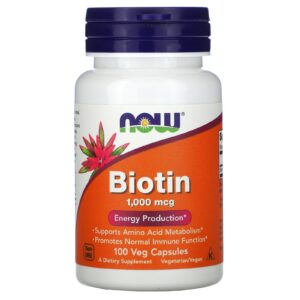 NOW Foods, Biotina, 1.000 mcg, 100 Cápsulas Vegetais