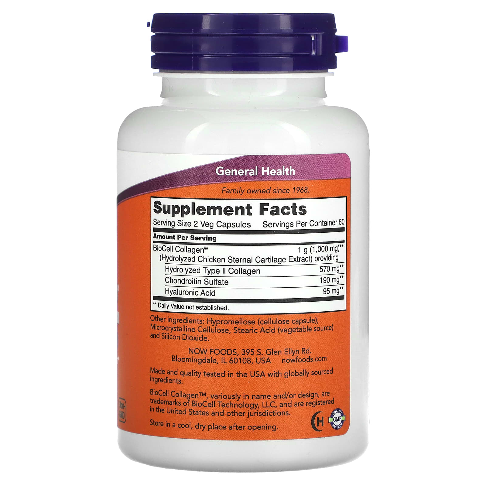 NOW Foods, BioCell Collagen®, Hidrolisado Tipo II, 120 Cápsulas Vegetais - Imagem 2