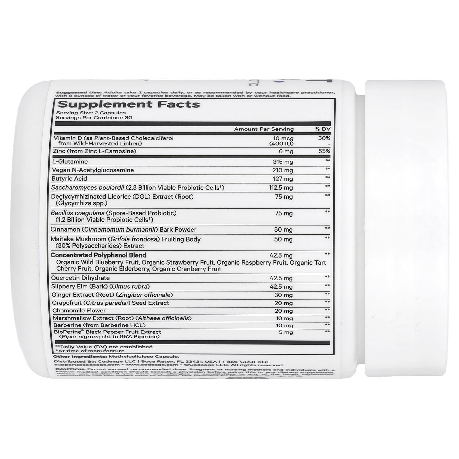 Codeage, Fórmula para Intestino Permeável, 60 Cápsulas - Imagem 2