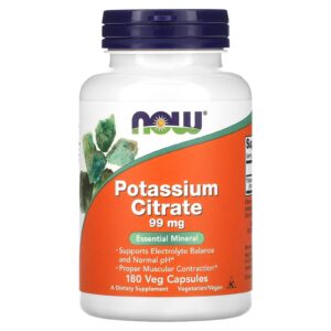 NOW Foods, Citrato de Potássio, 99 mg, 180 Cápsulas Vegetais