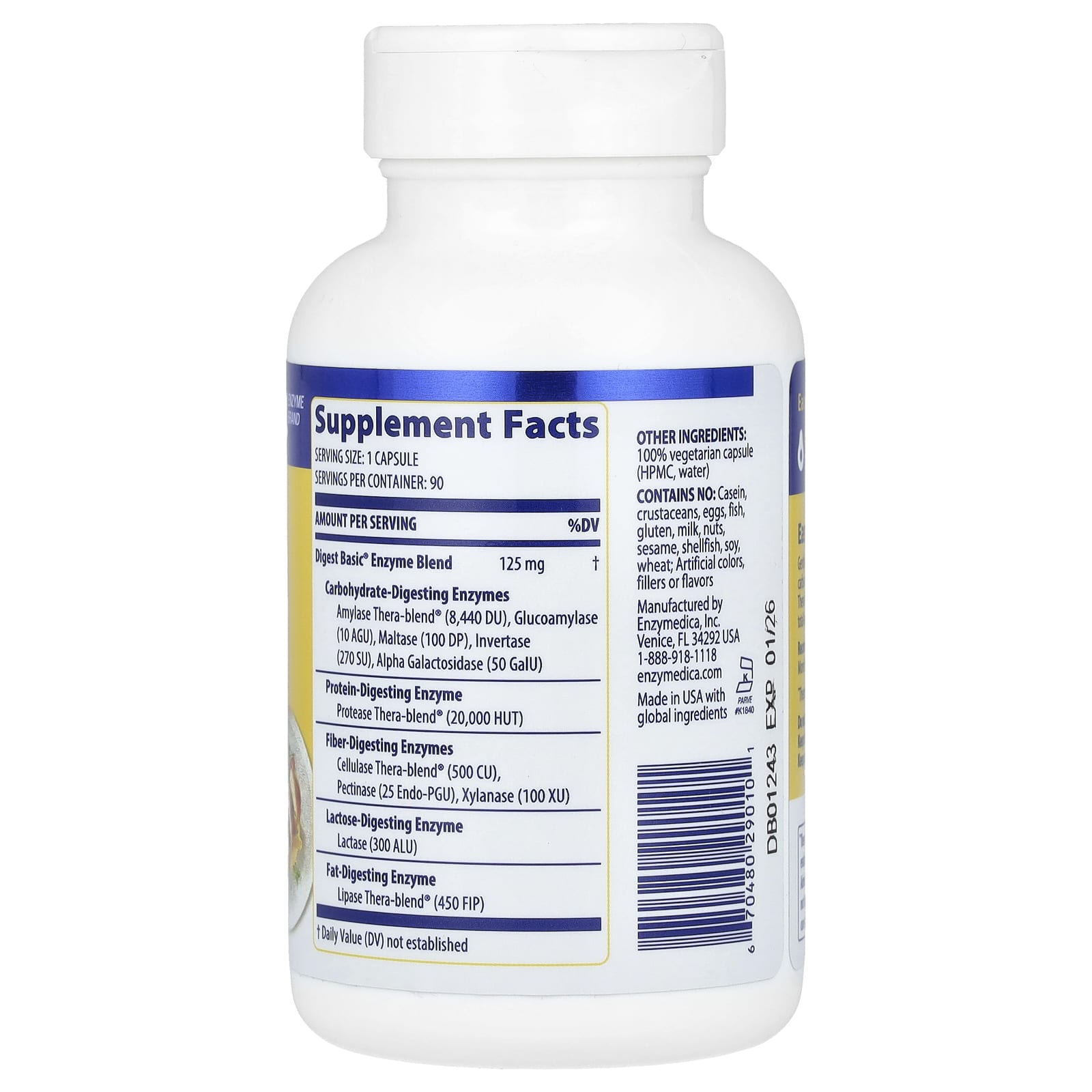 Enzymedica, Digest Basic, Fórmula de Enzimas Essenciais, 90 Cápsulas - Imagem 2