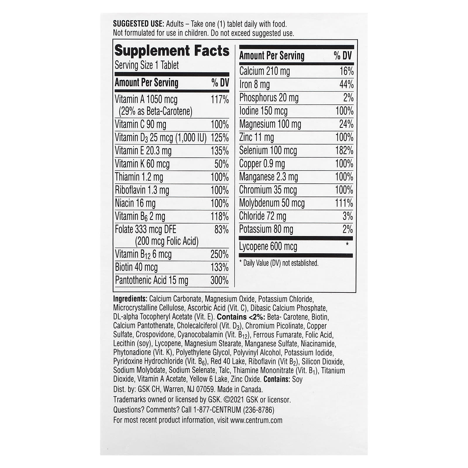 Centrum, Multivitamínico para Homens, 120 Comprimidos - Imagem 2