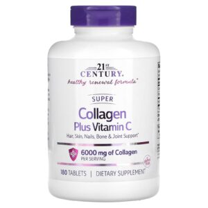21st Century, Super Collagen Mais Vitamina C, 180 Comprimidos