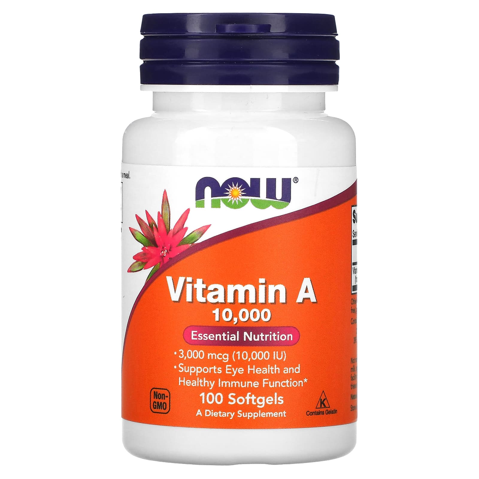 NOW Foods, Vitamina A, 3.000 mcg (10.000 UI), 100 Cápsulas Softgel
