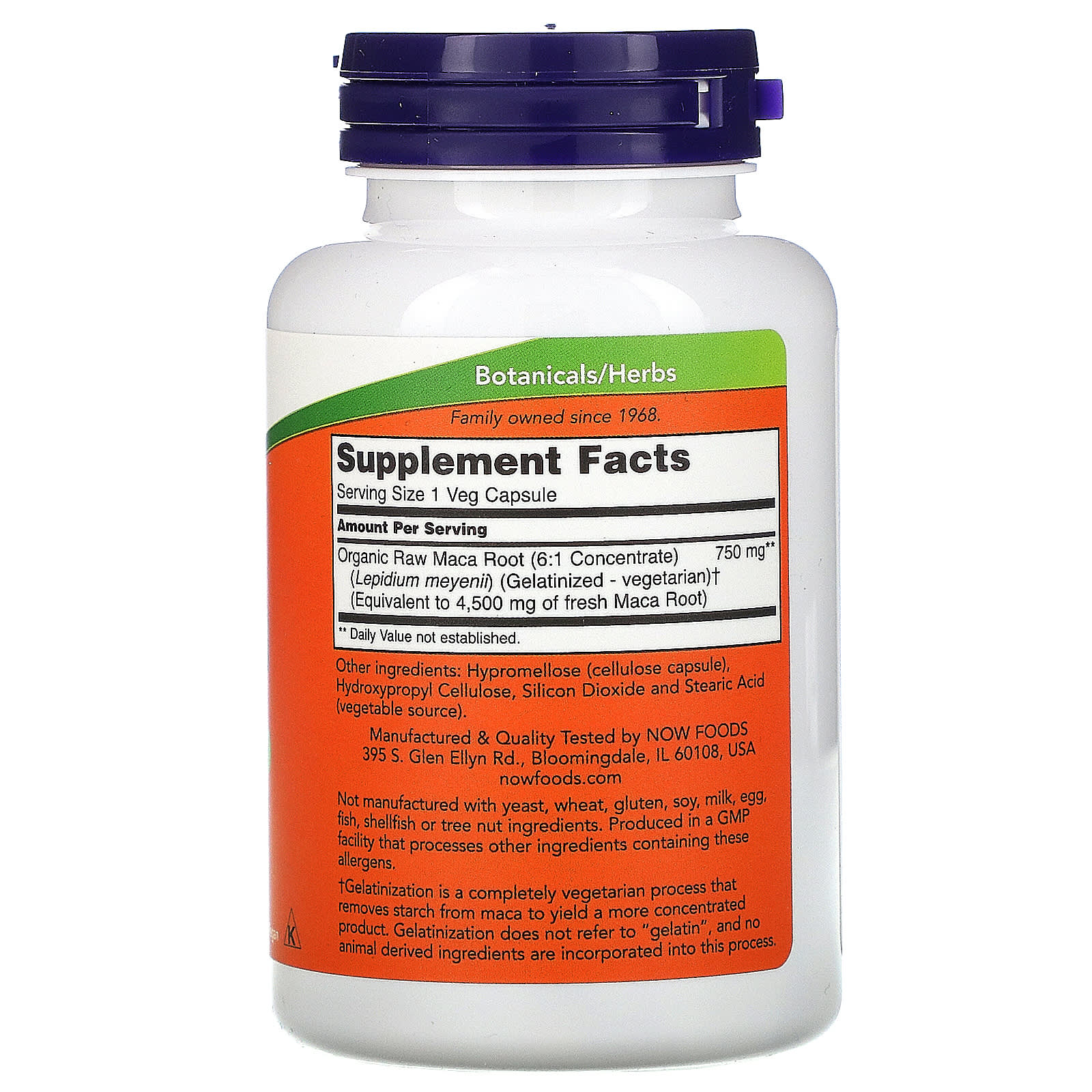NOW Foods, Maca Crua, 750 mg, 90 Cápsulas Vegetais - Imagem 2