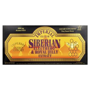 Imperial Elixir, Extrato de Ginseng Siberiano e Geleia-Real, Sem Álcool, 4000 mg, 30 Frascos, 10 ml (0,34 fl oz) Cada