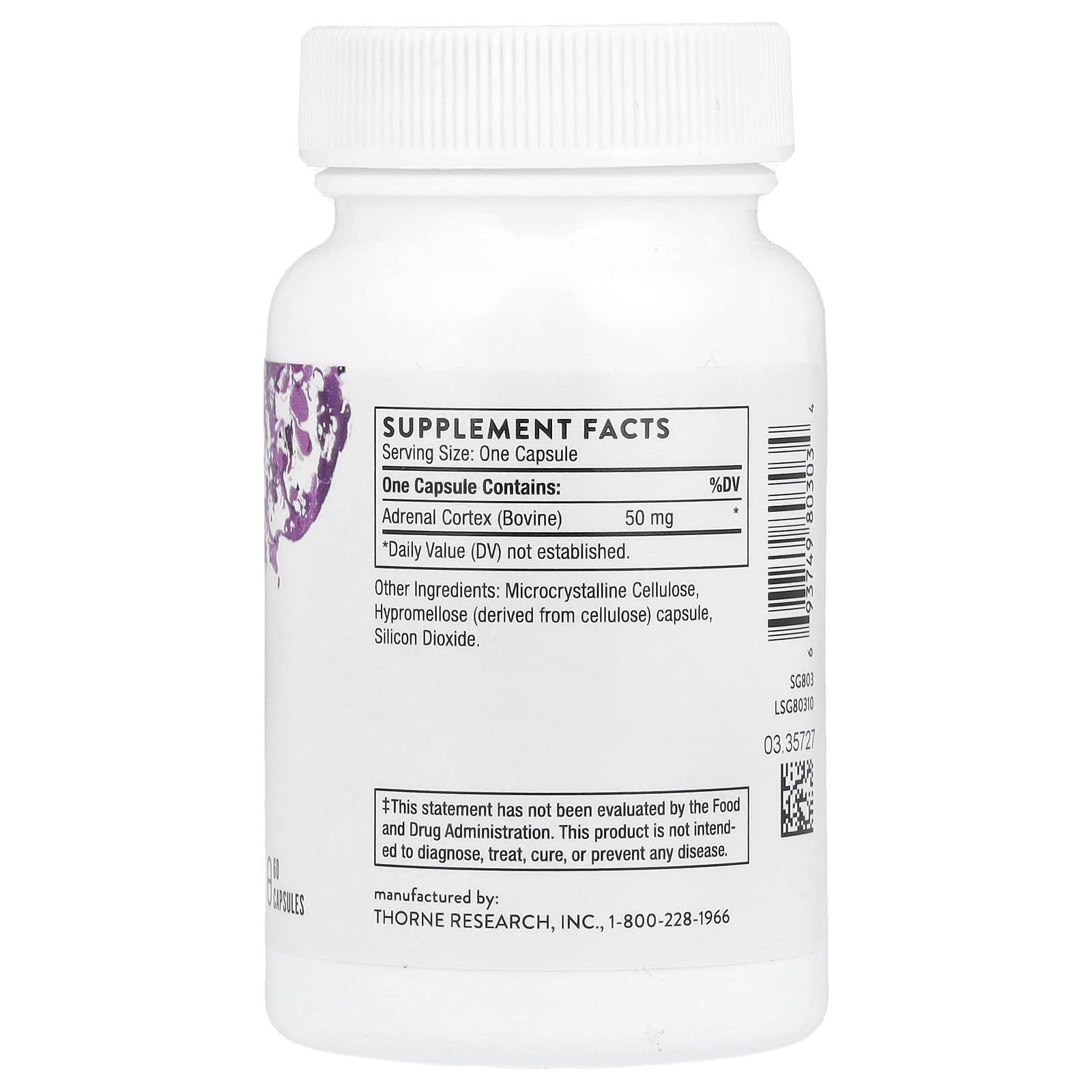 Thorne, Córtex Adrenal, 60 Cápsulas (50 mg por Cápsula) - Imagem 2