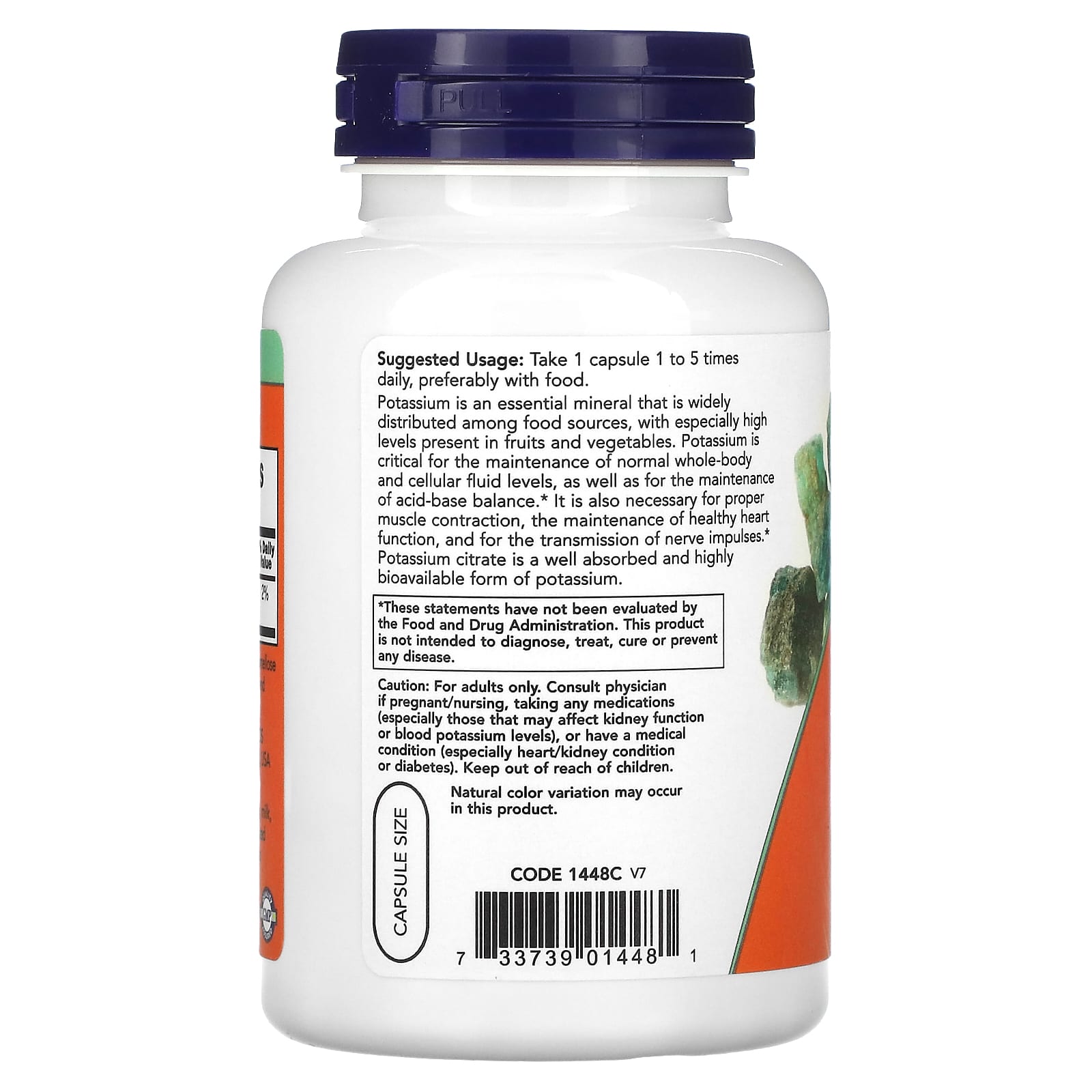 NOW Foods, Citrato de Potássio, 99 mg, 180 Cápsulas Vegetais - Imagem 3