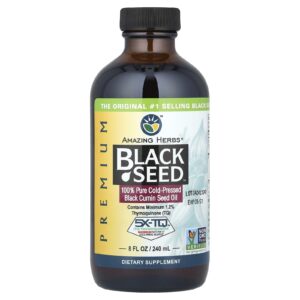 Amazing Herbs, Premium Black Seed™, Óleo da Semente de Cominho Preto Prensado a Frio e 100% Puro, 5 g, 240 ml (8 fl oz)
