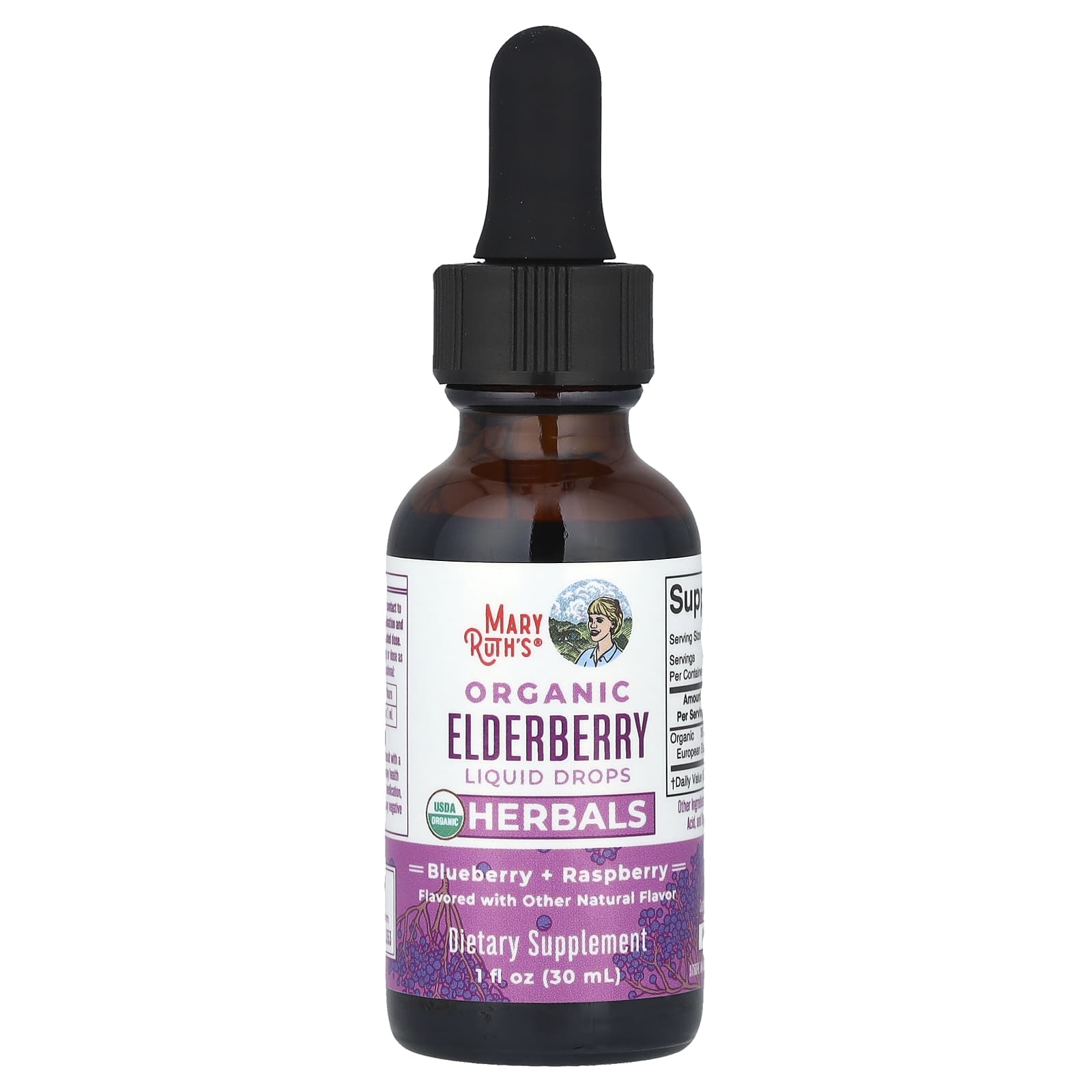 MaryRuth's, Gotas Líquidas de Sabugueiro Orgânico, Sem Álcool, Mirtilo + Framboesa, 30 ml (1 fl oz) - Imagem 3