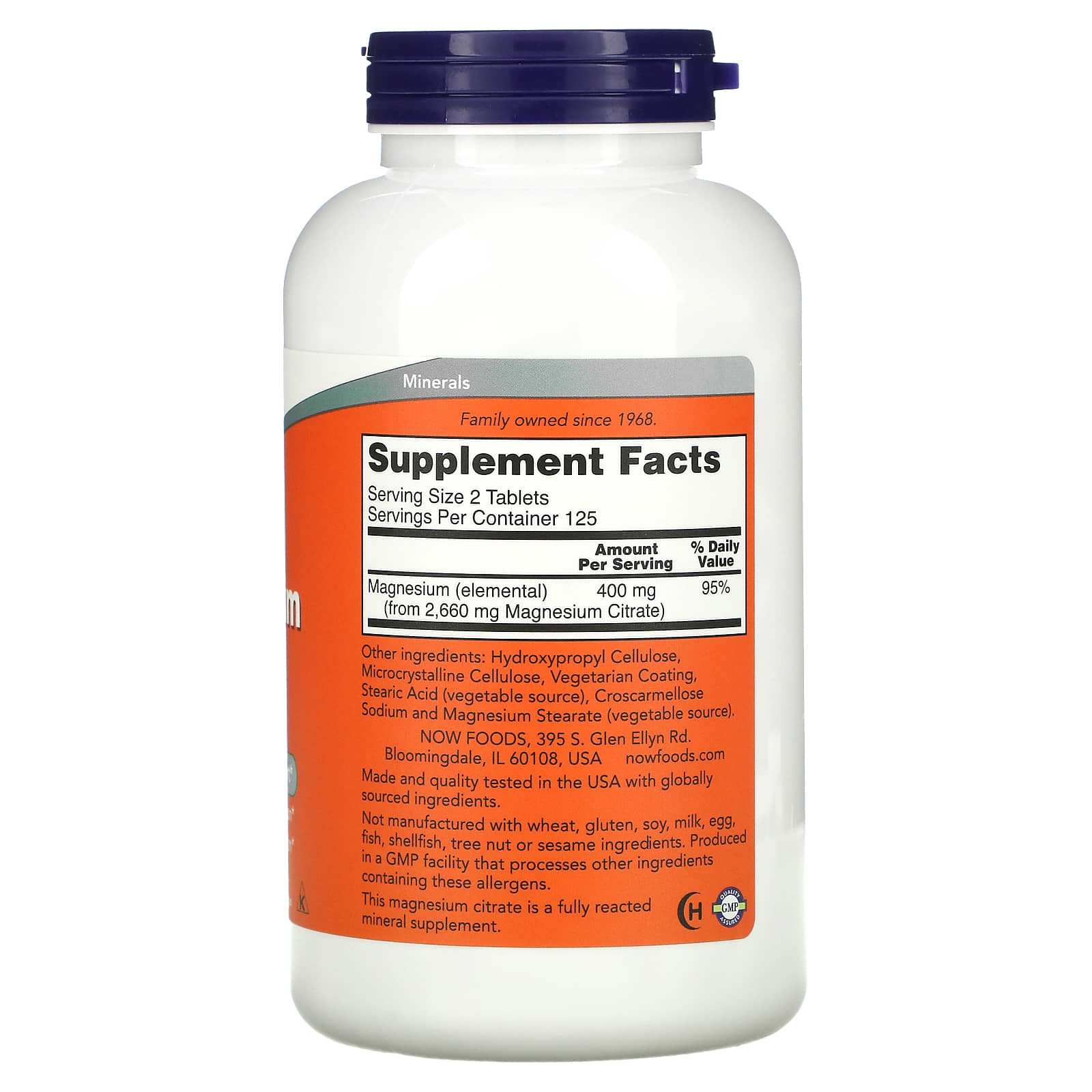 NOW Foods, Citrato de Magnésio, 200 mg, 250 Comprimidos - Imagem 2