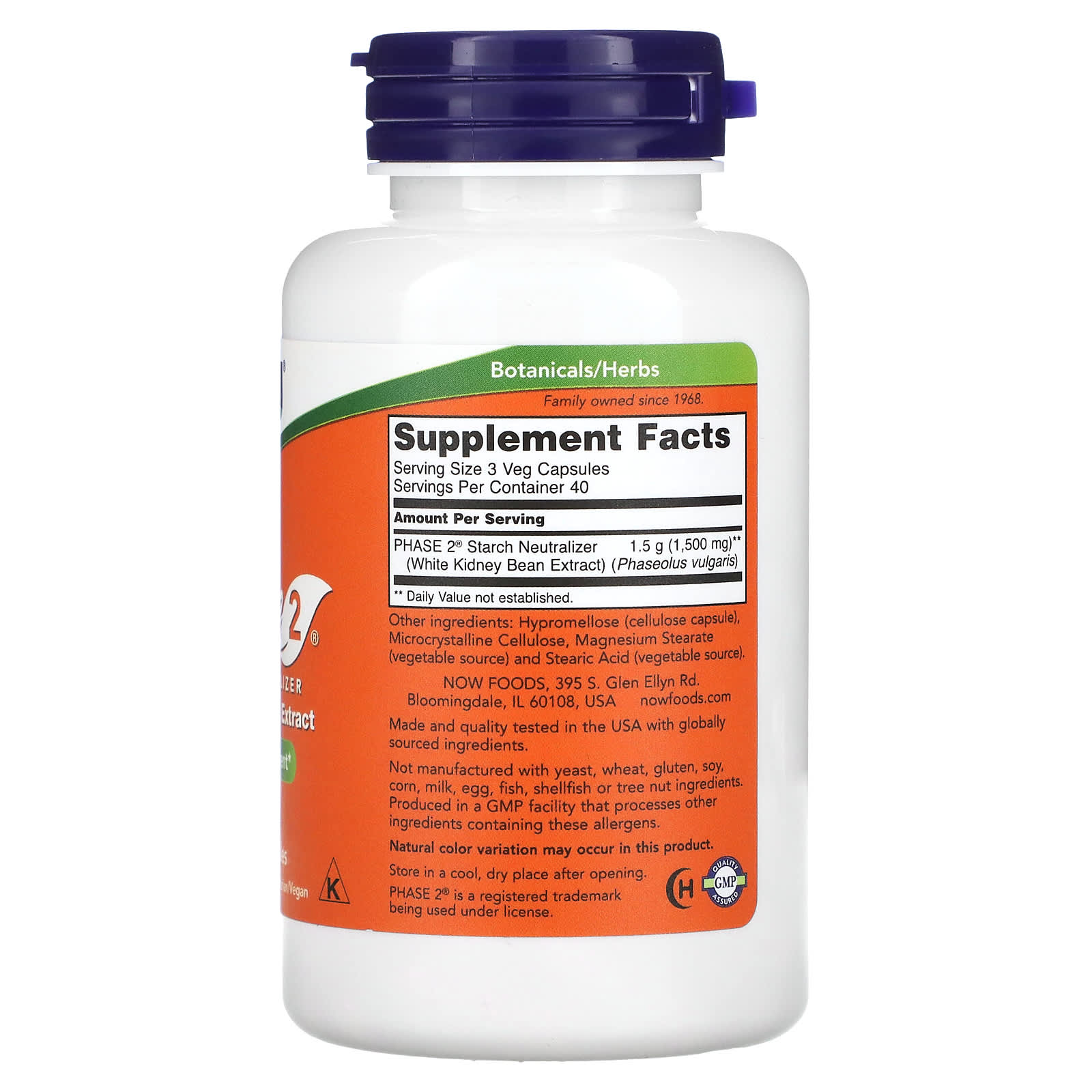NOW Foods, Fase 2, Neutralizador de Amido, 500 mg, 120 Cápsulas Vegetais - Imagem 2