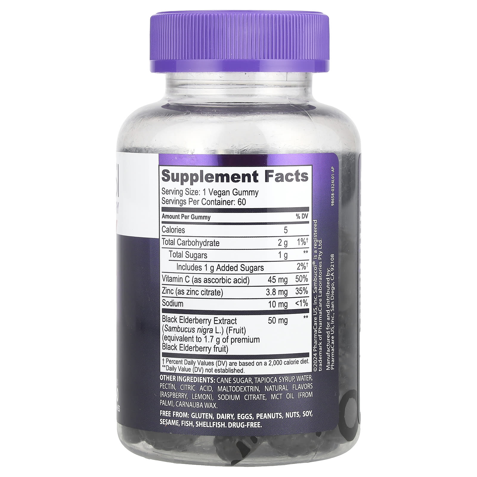 Sambucol, Sabugueiro Preto, Gomas para Suporte Imunológico com Vitamina C e Zinco, Frutas Vermelhas Natural, 60 Gomas - Imagem 2