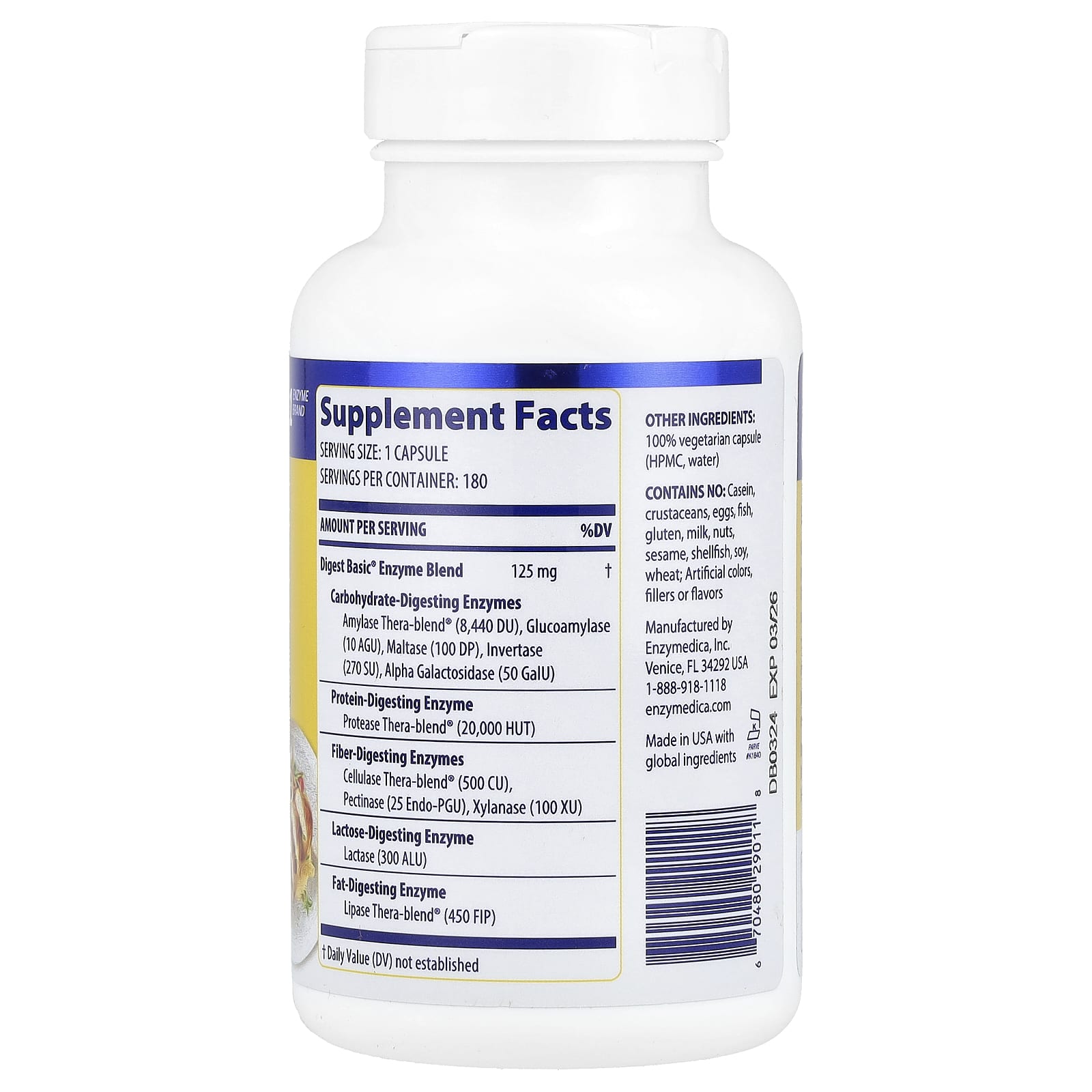 Enzymedica, Digest Basic®, 180 Cápsulas - Imagem 2