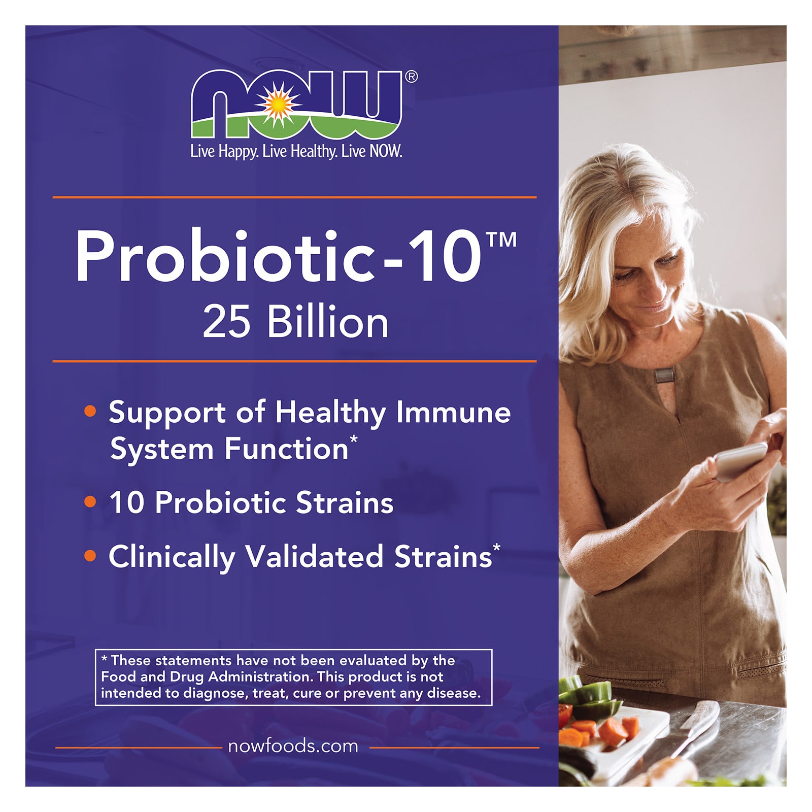 NOW Foods, Probiotic-10, 25 Bilhões, 50 Cápsulas Vegetais - Imagem 8
