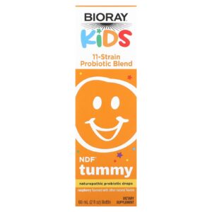 Bioray, Kids, Barriga NDF, Mistura de Probióticos com 11 Estirpes, Sabor Framboesa, 60 ml (2 fl oz)