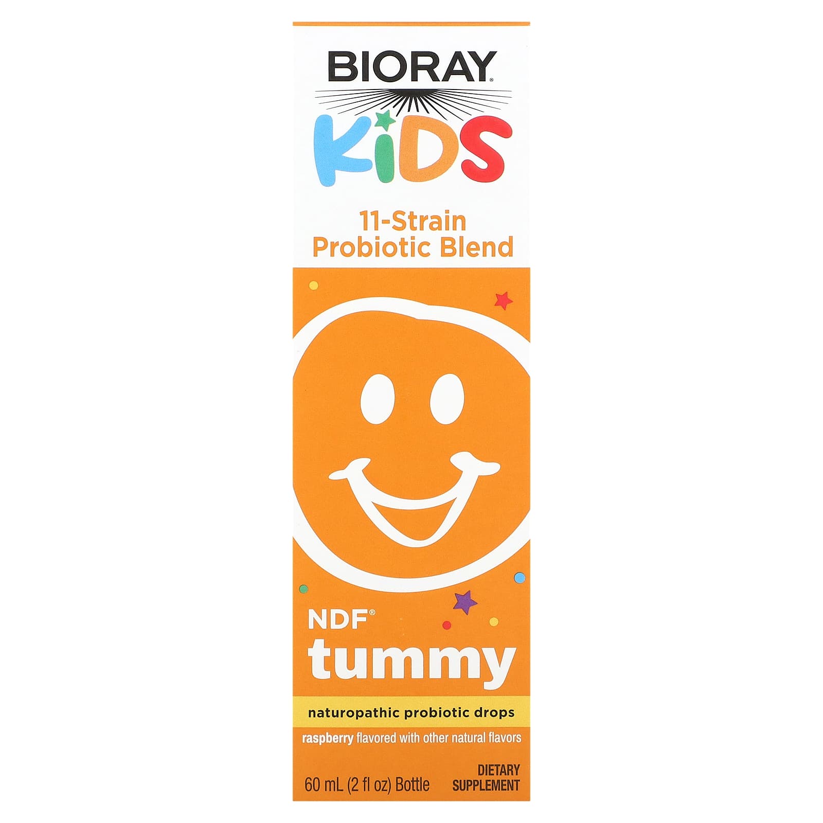 Bioray, Kids, Barriga NDF, Mistura de Probióticos com 11 Estirpes, Sabor Framboesa, 60 ml (2 fl oz)