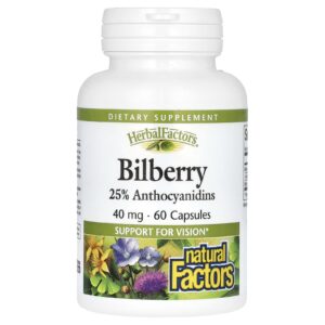 Natural Factors, Mirtilo Europeu, 40 mg, 60 Cápsulas