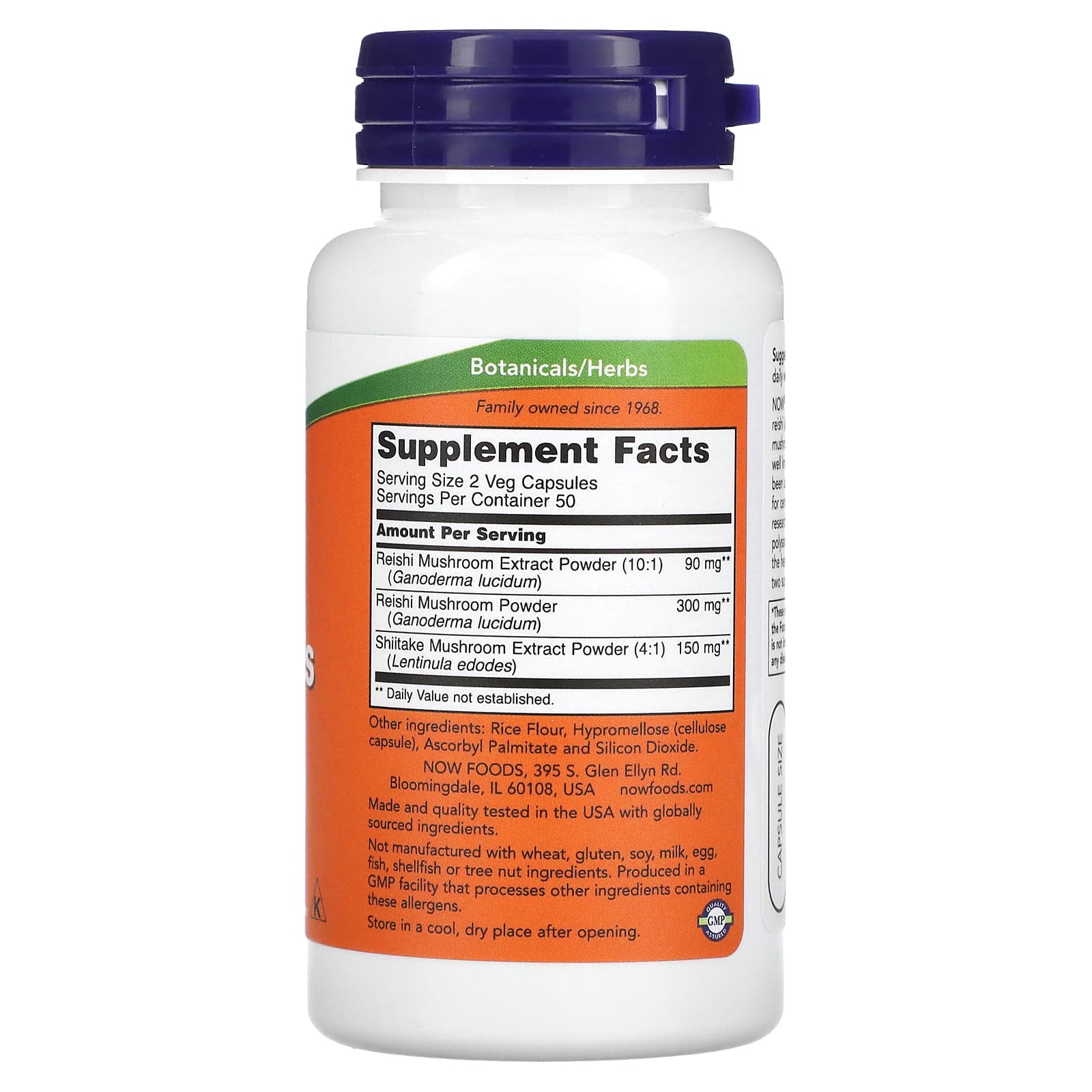 NOW Foods, Cogumelos Reishi, 270 mg, 100 Cápsulas Vegetais - Imagem 2